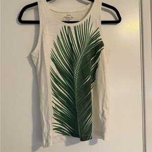 White and Green Palm Leaf Tank Top